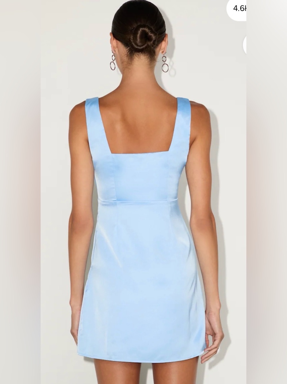 NWT Lulu’s Truly the Cutest Light Blue Satin Square Neck Mini Dress Sz XS - Picture 3 of 9